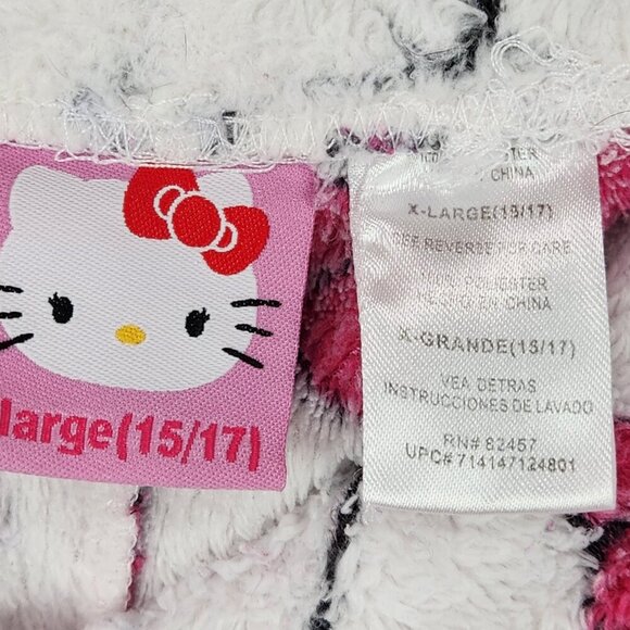 Sanrio Hello Kitty Fleece Pajama Pants Women's XL White Pink Drawstring Wide Leg - Picture 6 of 7